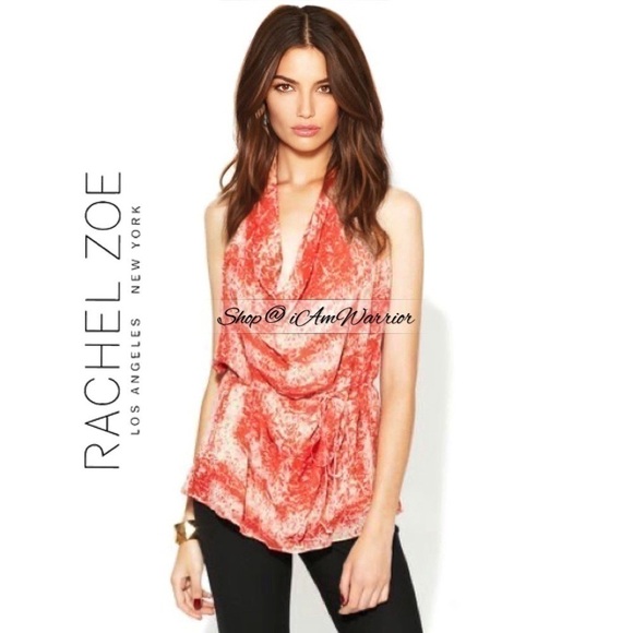 Rachel Zoe NWT orange silk drape halter top *shop@iamwarrior - Picture 1 of 7